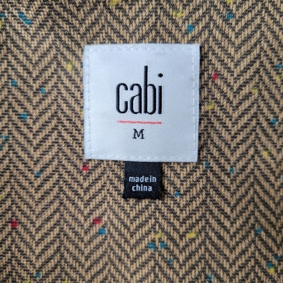 CAbi Herringbone Blazer Size M Brown Speckle Fleck Penny 2 Chest 2 Patch Pockets - Picture 6 of 12